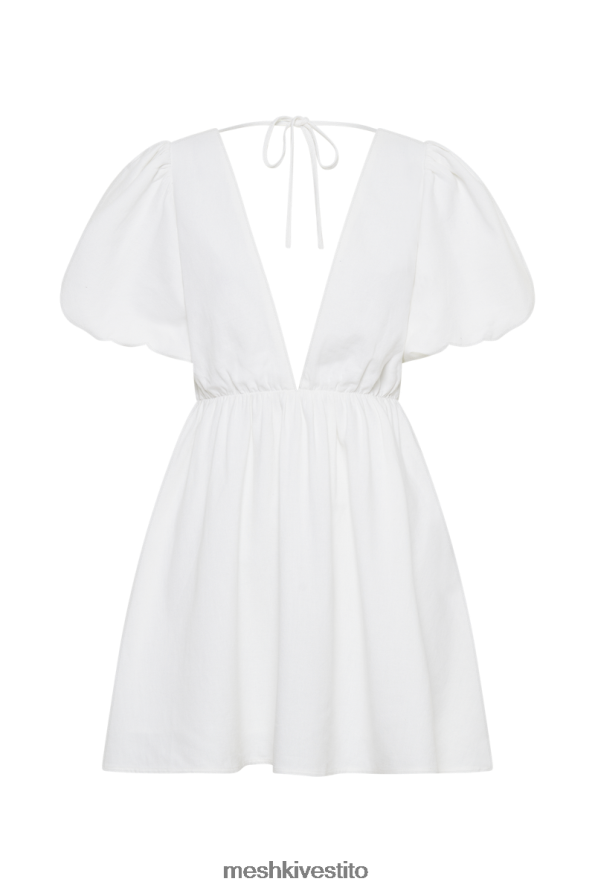 Meshki Miniabito in lino con maniche a sbuffo Myrah vestiario bianco 6L048P254