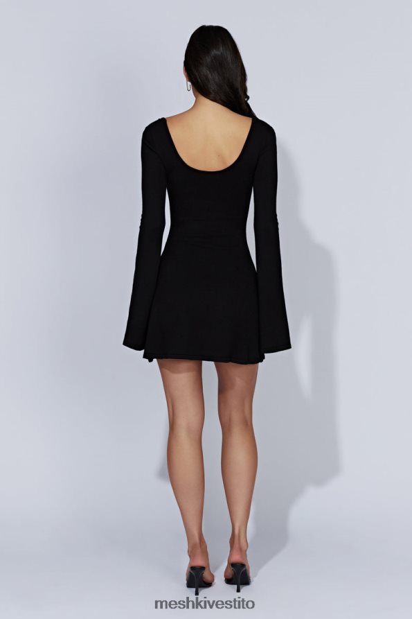 Meshki Miniabito in maglia a maniche lunghe con uccellino vestiario nero 6L048P426