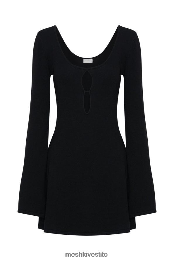 Meshki Miniabito in maglia a maniche lunghe con uccellino vestiario nero 6L048P426