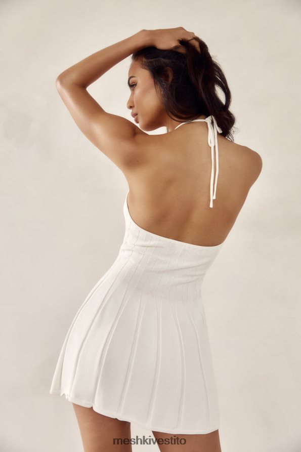 Meshki Miniabito in maglia koa con scollo all'americana vestiario bianco 6L048P524