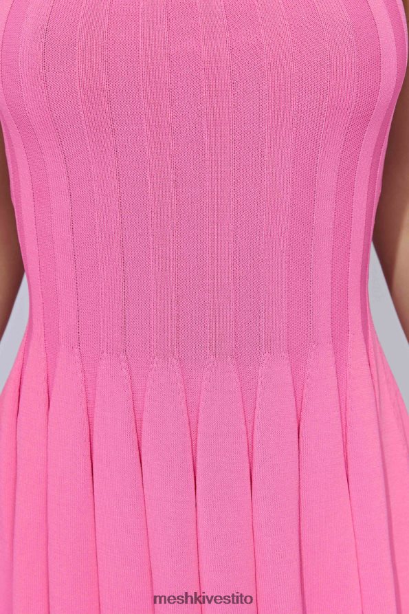 Meshki Miniabito in maglia koa con scollo all\'americana vestiario rosa gomma da masticare 6L048P519