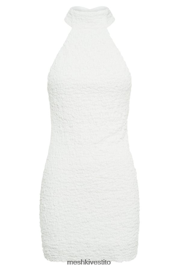 Meshki Miniabito yuki con scollo all\'americana testurizzato vestiario bianco 6L048P497