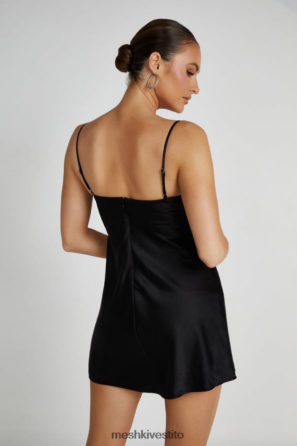 Meshki Miniabito zahli in raso con cuciture superiori vestiario nero 6L048P225