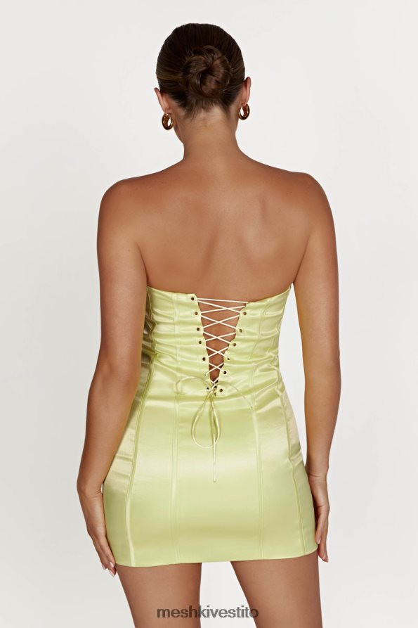 Meshki amaya miniabito con corsetto con lacci vestiario limone 6L048P596