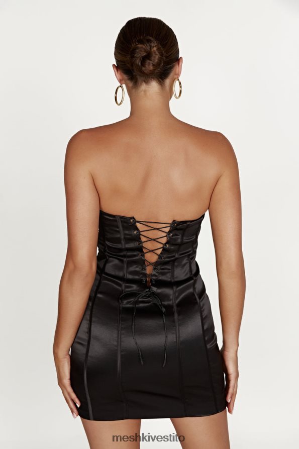 Meshki amaya miniabito con corsetto con lacci vestiario nero 6L048P604