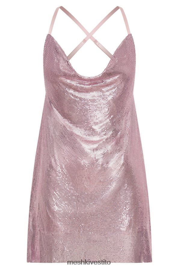 Meshki miniabito con cappuccio in glomesh color tortora vestiario rosa cipria 6L048P710