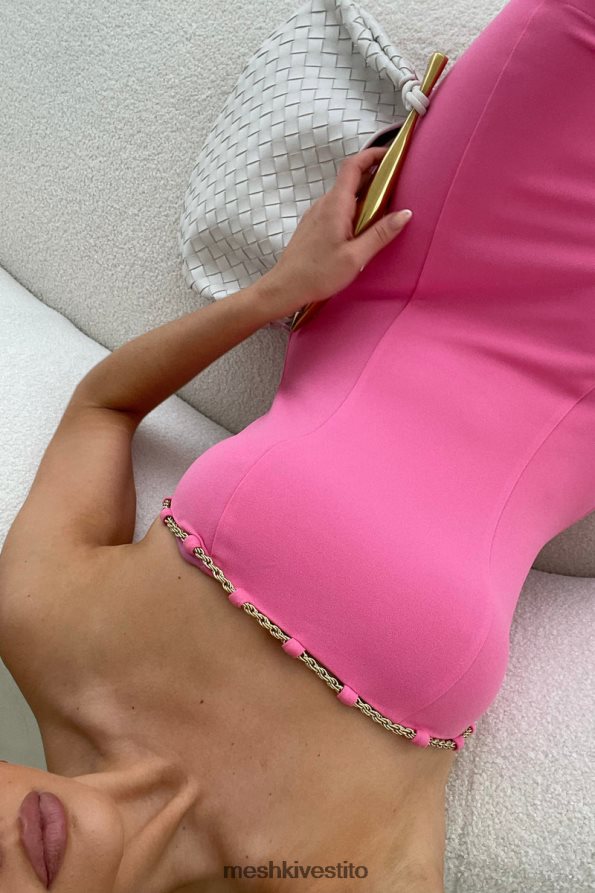 Meshki miniabito con catena noelle vestiario rosa gomma da masticare 6L048P607