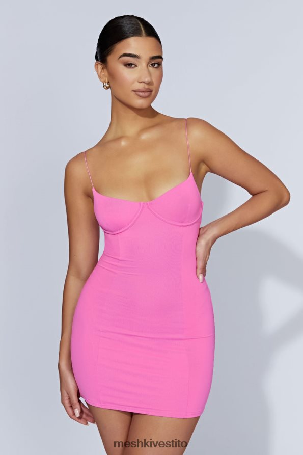 Meshki miniabito dal contorno nebbioso vestiario rosa gomma da masticare 6L048P281