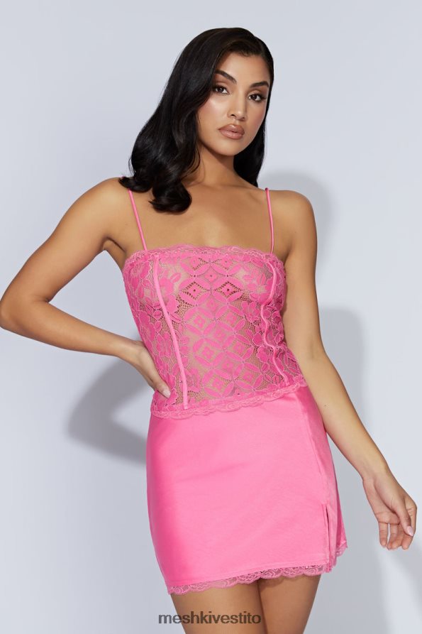 Meshki miniabito in pizzo quincy vestiario rosa gomma da masticare 6L048P654