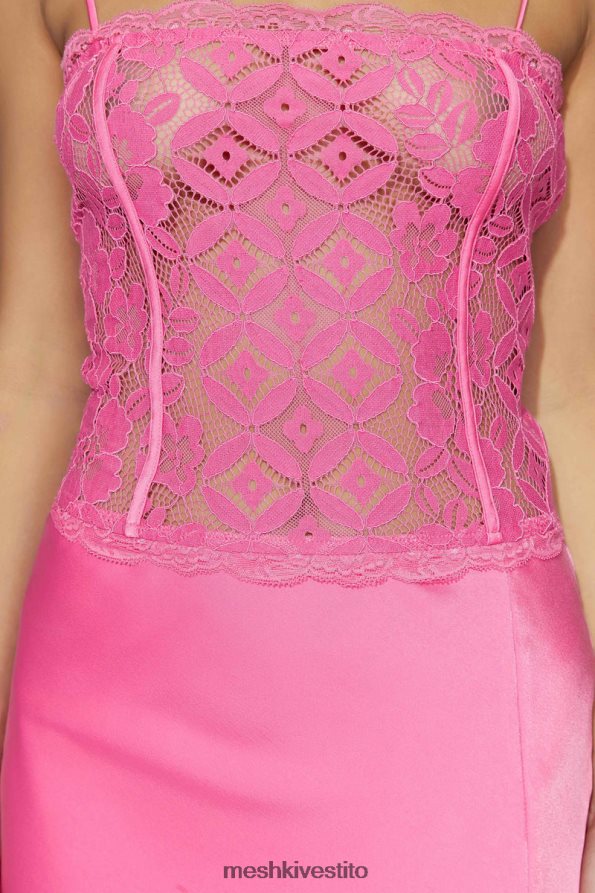 Meshki miniabito in pizzo quincy vestiario rosa gomma da masticare 6L048P654