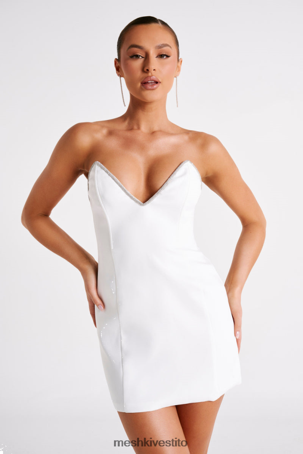 Meshki miniabito madi con corda di diamanti vestiario bianco 6L048P41