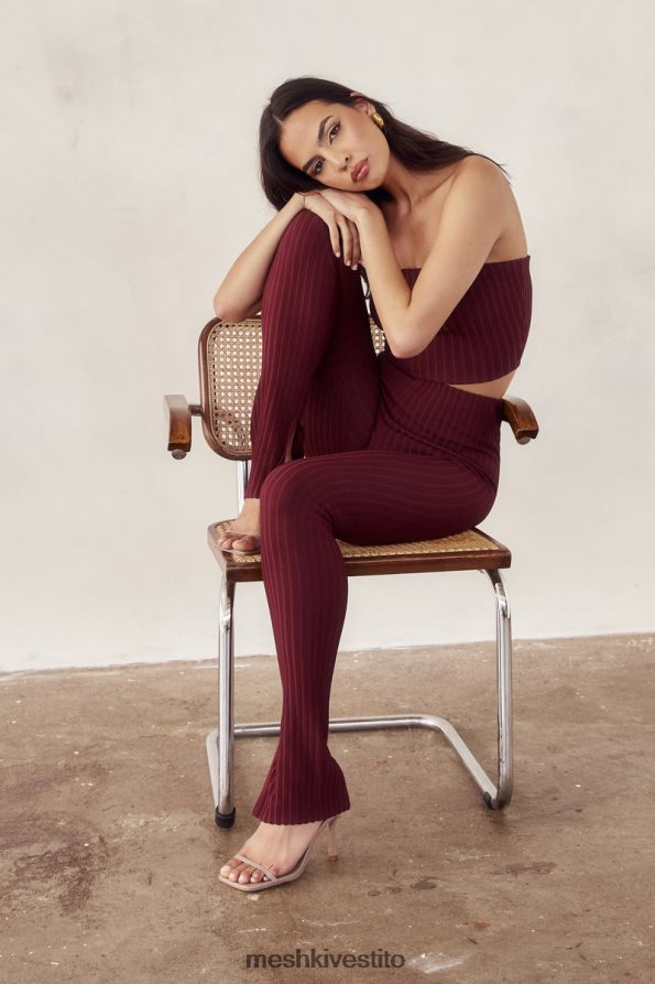 Meshki leggings jordi in maglia con spacco laterale vestiario cioccolato alla ciliegia 6L048P1473
