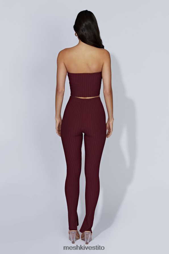 Meshki leggings jordi in maglia con spacco laterale vestiario cioccolato alla ciliegia 6L048P1473