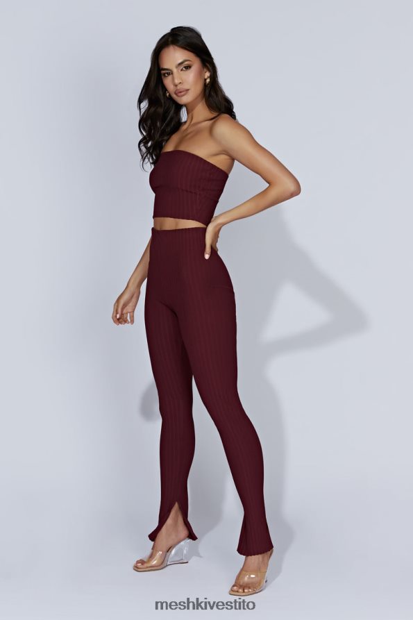 Meshki leggings jordi in maglia con spacco laterale vestiario cioccolato alla ciliegia 6L048P1473