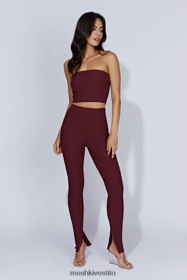 Meshki leggings jordi in maglia con spacco laterale vestiario cioccolato alla ciliegia 6L048P1473