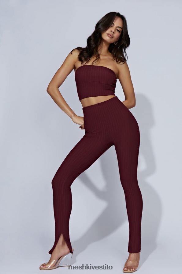 Meshki leggings jordi in maglia con spacco laterale vestiario cioccolato alla ciliegia 6L048P1473