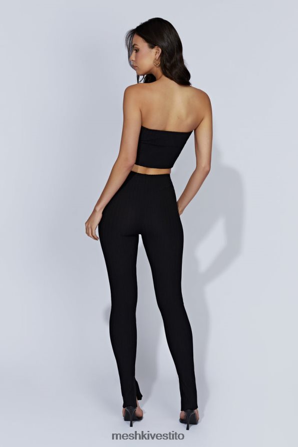 Meshki leggings jordi in maglia con spacco laterale vestiario nero 6L048P1587
