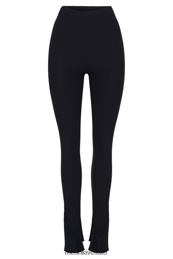 Meshki leggings jordi in maglia con spacco laterale vestiario nero 6L048P1587