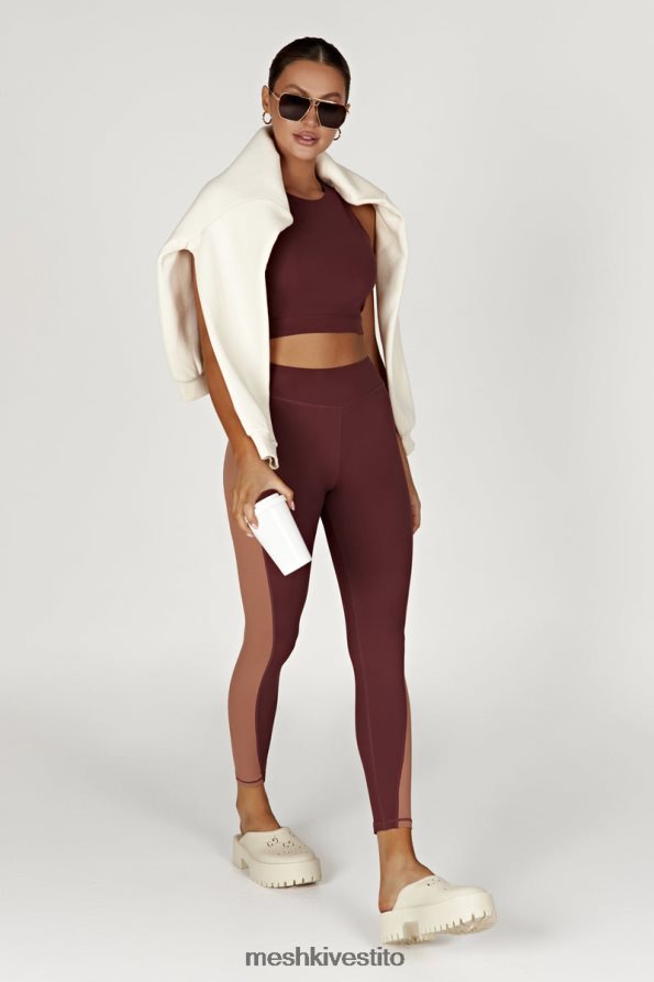 Meshki leggings libby con pannello bicolore vestiario mogano/marrone chiaro 6L048P1475