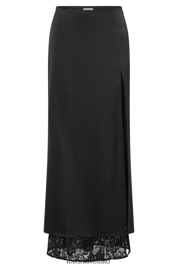 Meshki Gonna midi in pizzo di raso Mia vestiario nero 6L048P1324