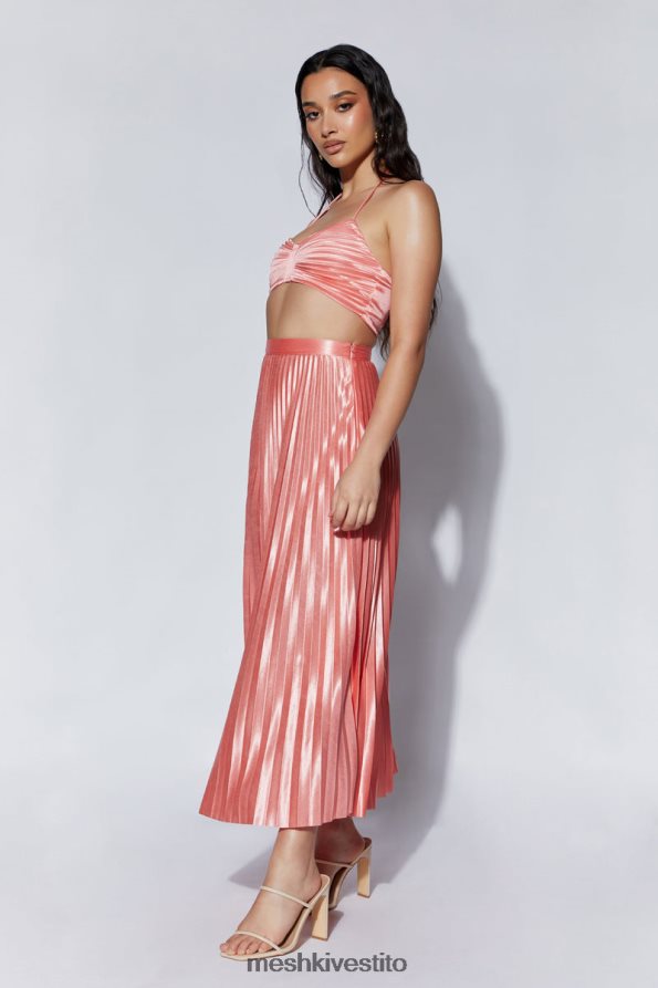 Meshki Gonna midi in raso plissettato shirin vestiario Acqua di rose 6L048P1507