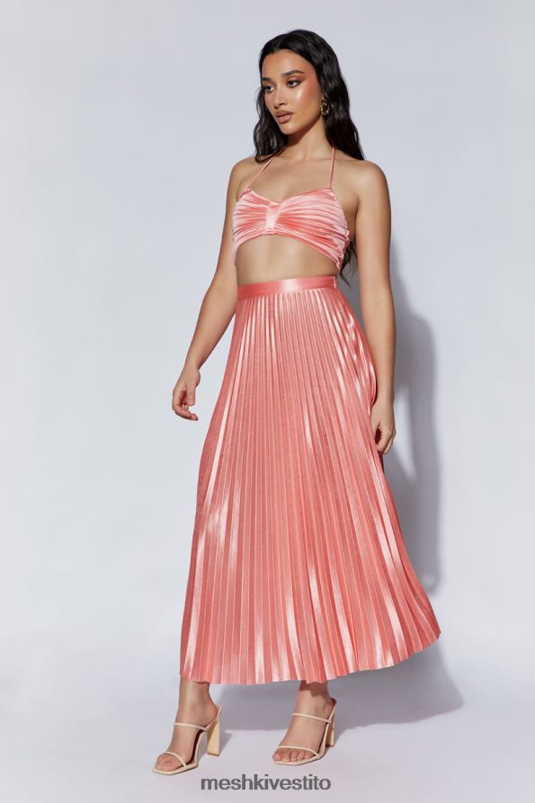 Meshki Gonna midi in raso plissettato shirin vestiario Acqua di rose 6L048P1507