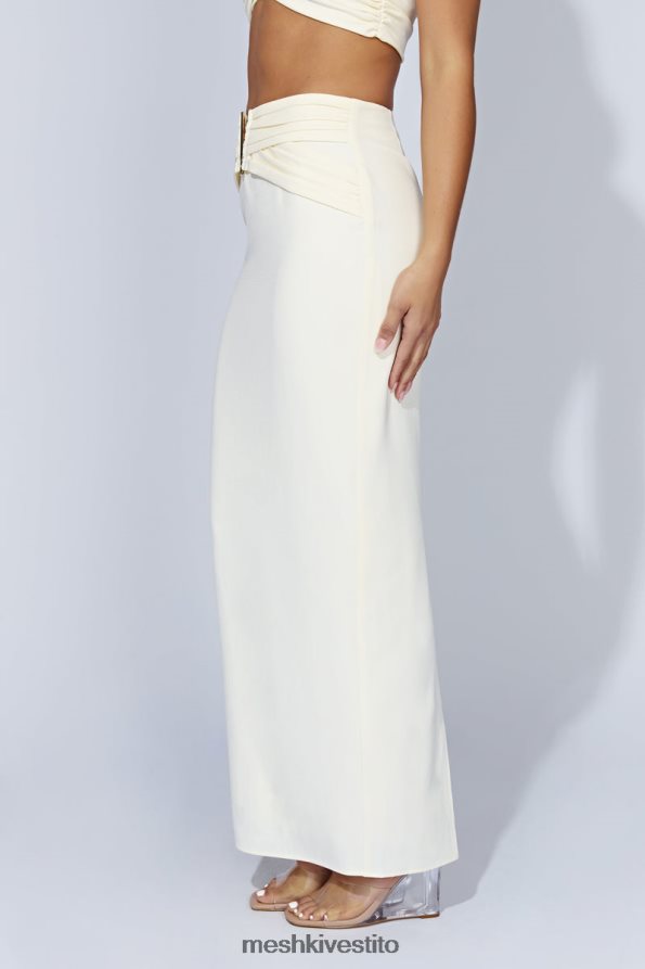 Meshki gonna midi Maryse con hardware a V vestiario osso 6L048P1566