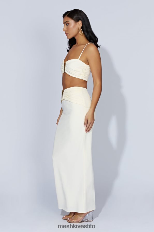 Meshki gonna midi Maryse con hardware a V vestiario osso 6L048P1566