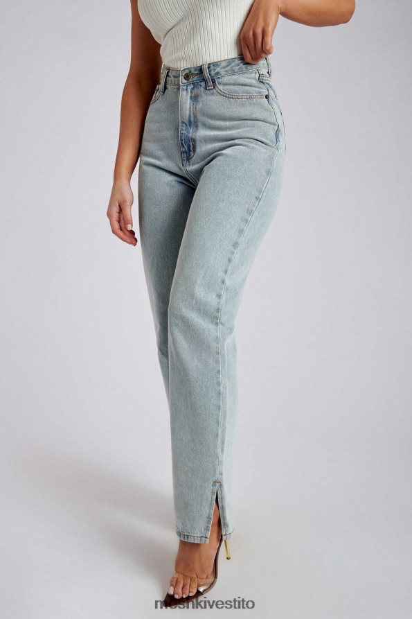 Meshki Jeans Pia con gamba larga e spacco laterale vestiario azzurro 6L048P1382