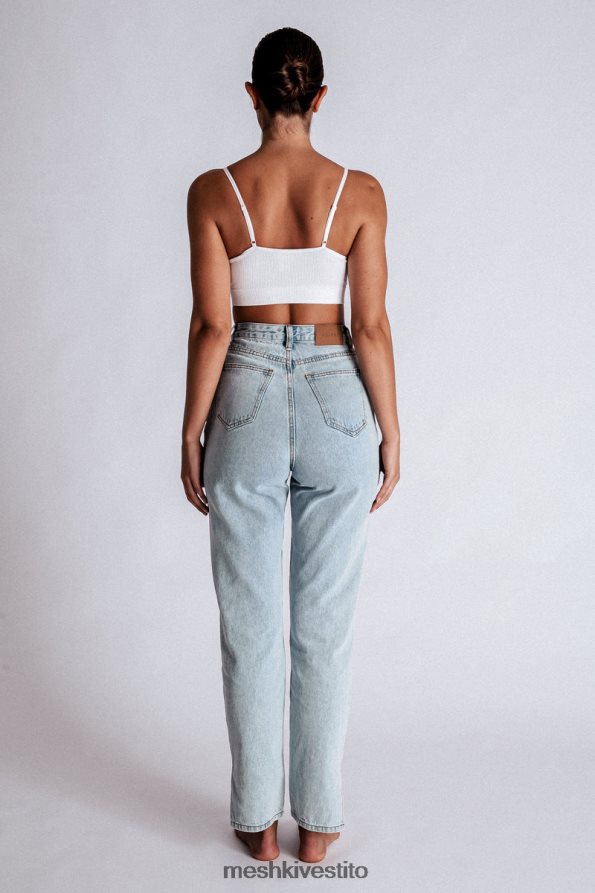 Meshki Jeans Pia con gamba larga e spacco laterale vestiario azzurro 6L048P1382