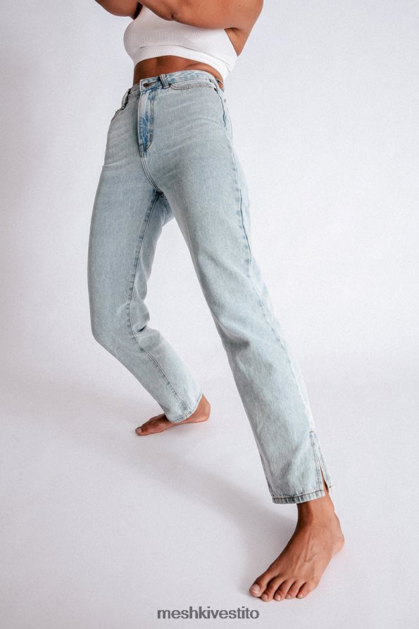 Meshki Jeans Pia con gamba larga e spacco laterale vestiario azzurro 6L048P1382