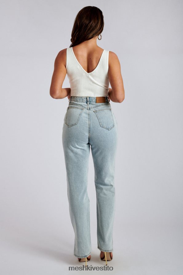 Meshki Jeans Pia con gamba larga e spacco laterale vestiario azzurro 6L048P1382