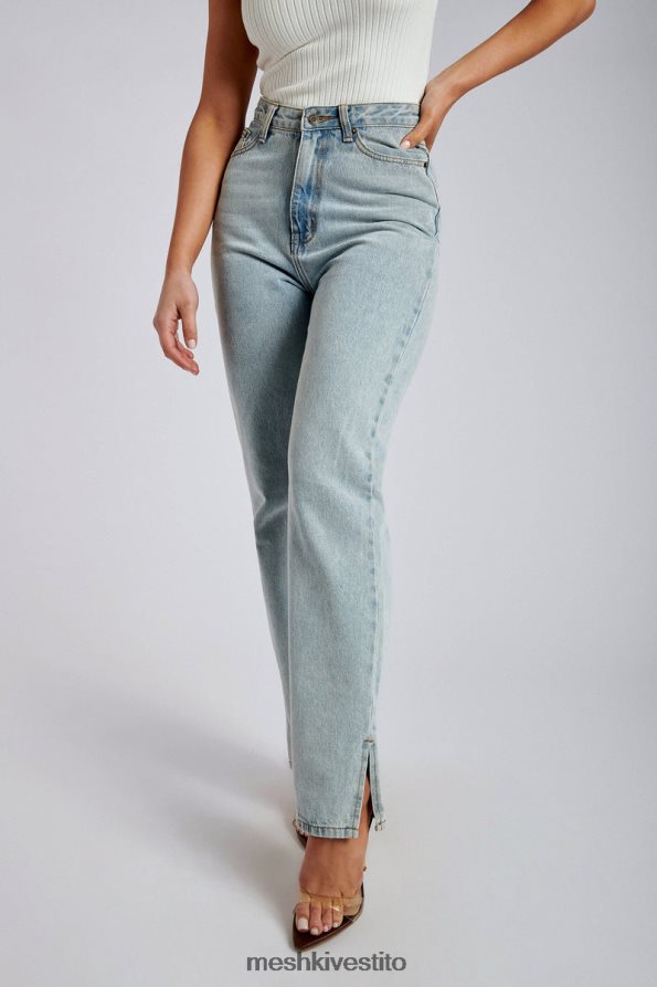 Meshki Jeans Pia con gamba larga e spacco laterale vestiario azzurro 6L048P1382