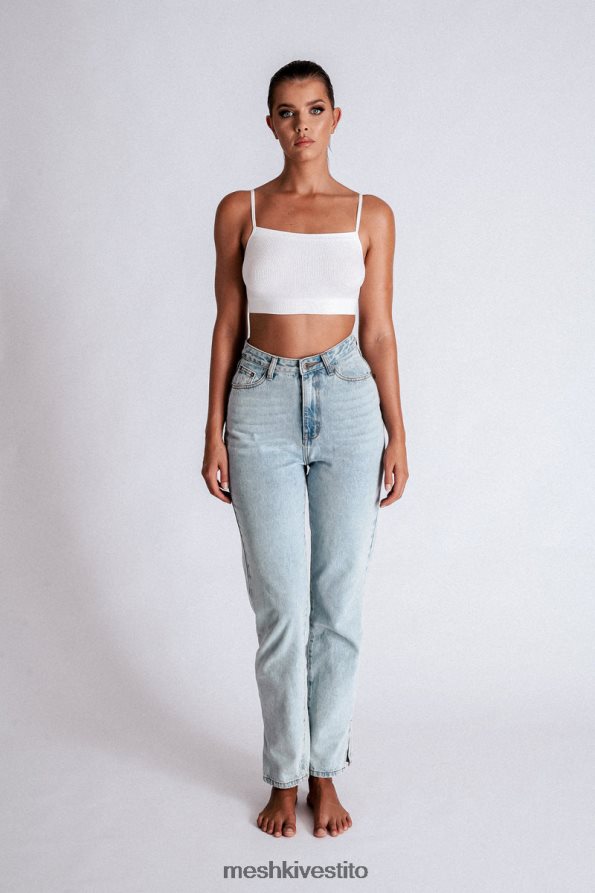 Meshki Jeans Pia con gamba larga e spacco laterale vestiario azzurro 6L048P1382