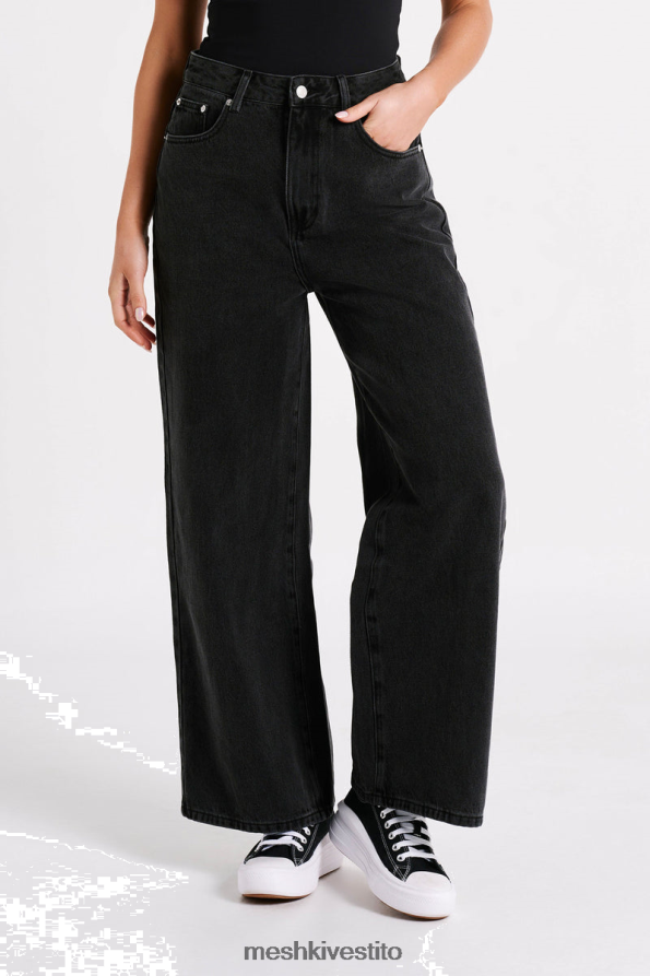 Meshki jeans larghi color corvo vestiario nero lavato 6L048P1244