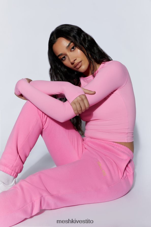 Meshki Jogger oversize in pile Camille vestiario rosa confetto 6L048P1515