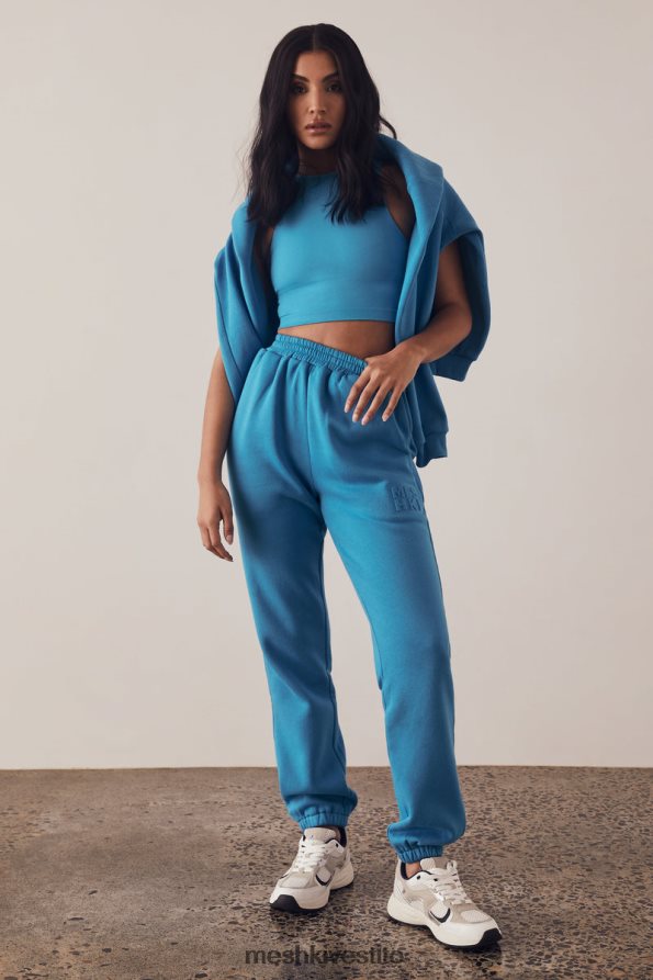 Meshki pantaloni da jogging in pile con goffratura smeriglio vestiario blu 6L048P1604