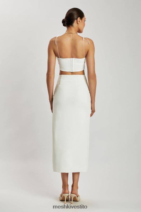 Meshki Arla maxi gonna in crêpe con spacco sulla coscia a vita alta vestiario bianco 6L048P1421