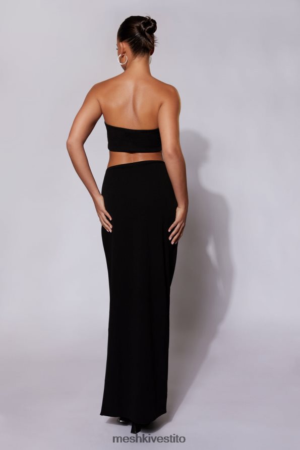 Meshki Gonna lunga Anastasia in corda diamante con spacco vestiario nero 6L048P1557