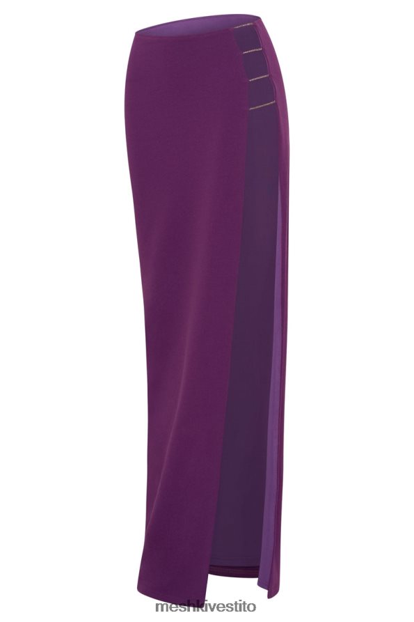 Meshki Gonna lunga Anastasia in corda diamante con spacco vestiario uva 6L048P1547