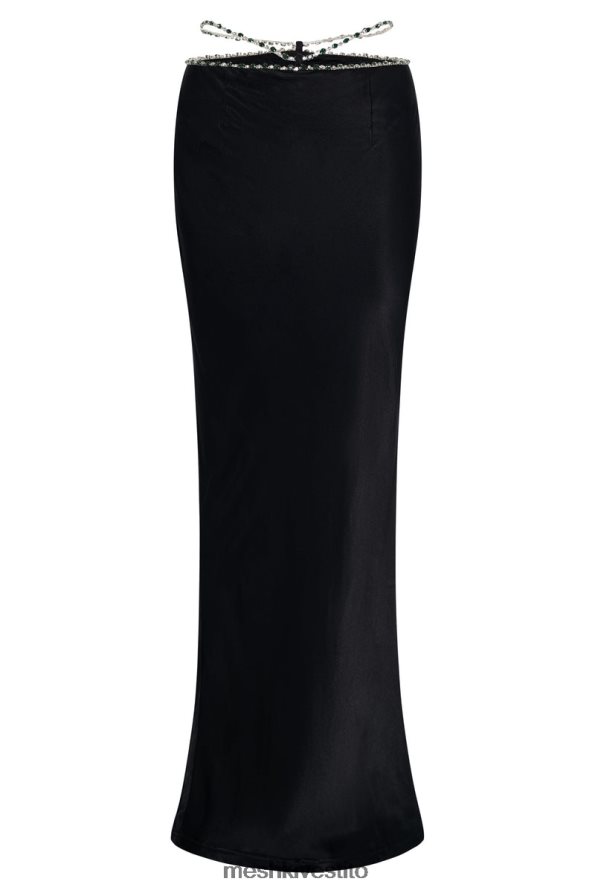 Meshki Gonna lunga Havva con finiture in diamante vestiario nero 6L048P1466