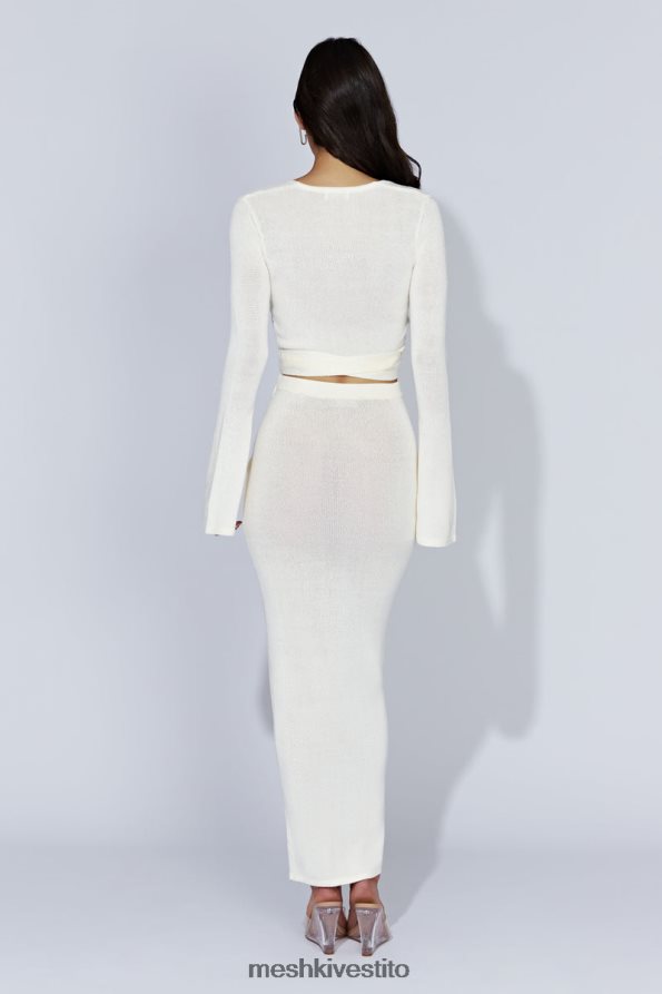 Meshki Gonna lunga con spacco in maglia Petra vestiario bianco 6L048P1535