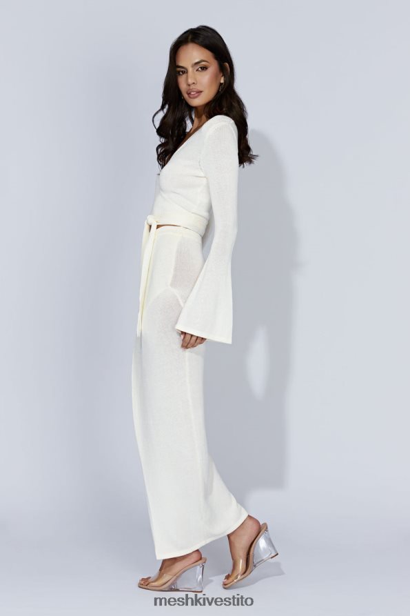 Meshki Gonna lunga con spacco in maglia Petra vestiario bianco 6L048P1535