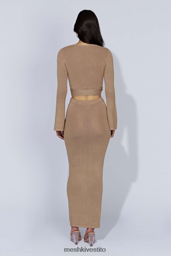 Meshki Gonna lunga con spacco in maglia Petra vestiario tortora 6L048P1366