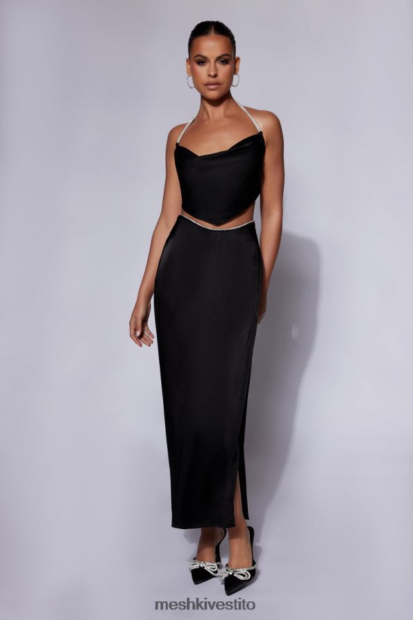 Meshki Gonna lunga in corda Christie Diamante vestiario nero 6L048P1476