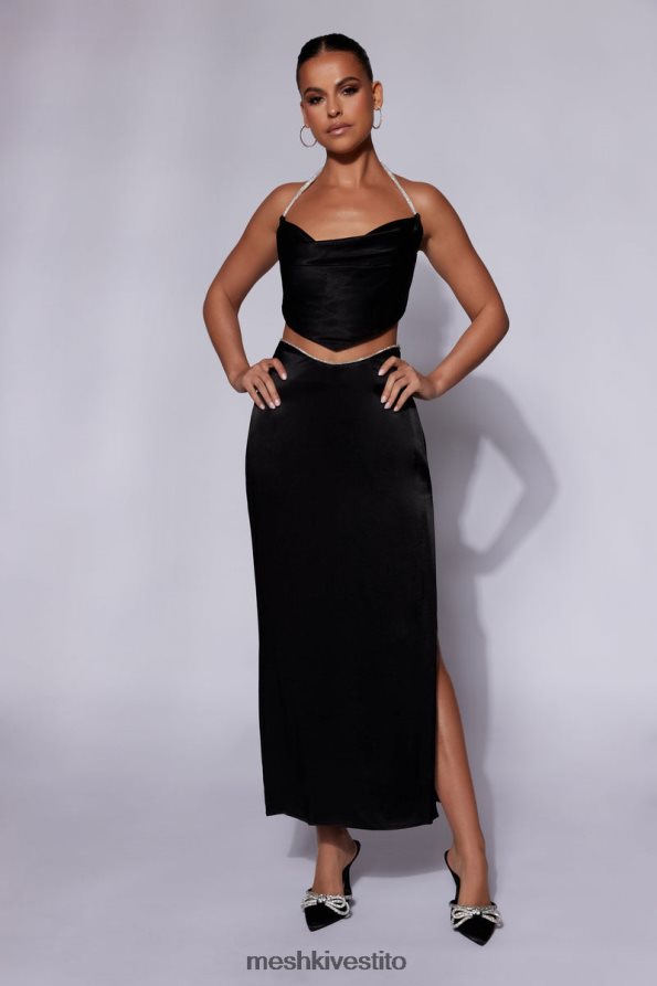 Meshki Gonna lunga in corda Christie Diamante vestiario nero 6L048P1476