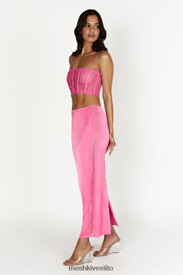 Meshki Gonna lunga in pizzo Bellamy vestiario rosa gomma da masticare 6L048P1529
