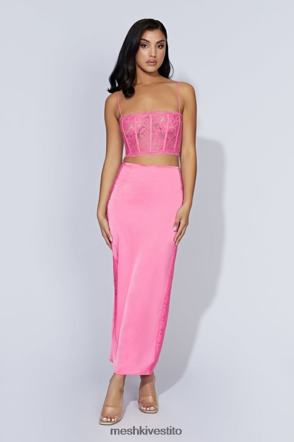 Meshki Gonna lunga in pizzo Bellamy vestiario rosa gomma da masticare 6L048P1529