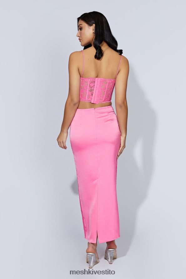 Meshki Gonna lunga in pizzo Bellamy vestiario rosa gomma da masticare 6L048P1529
