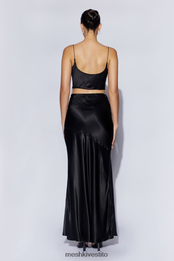 Meshki Gonna lunga in satin color papavero vestiario nero 6L048P1527